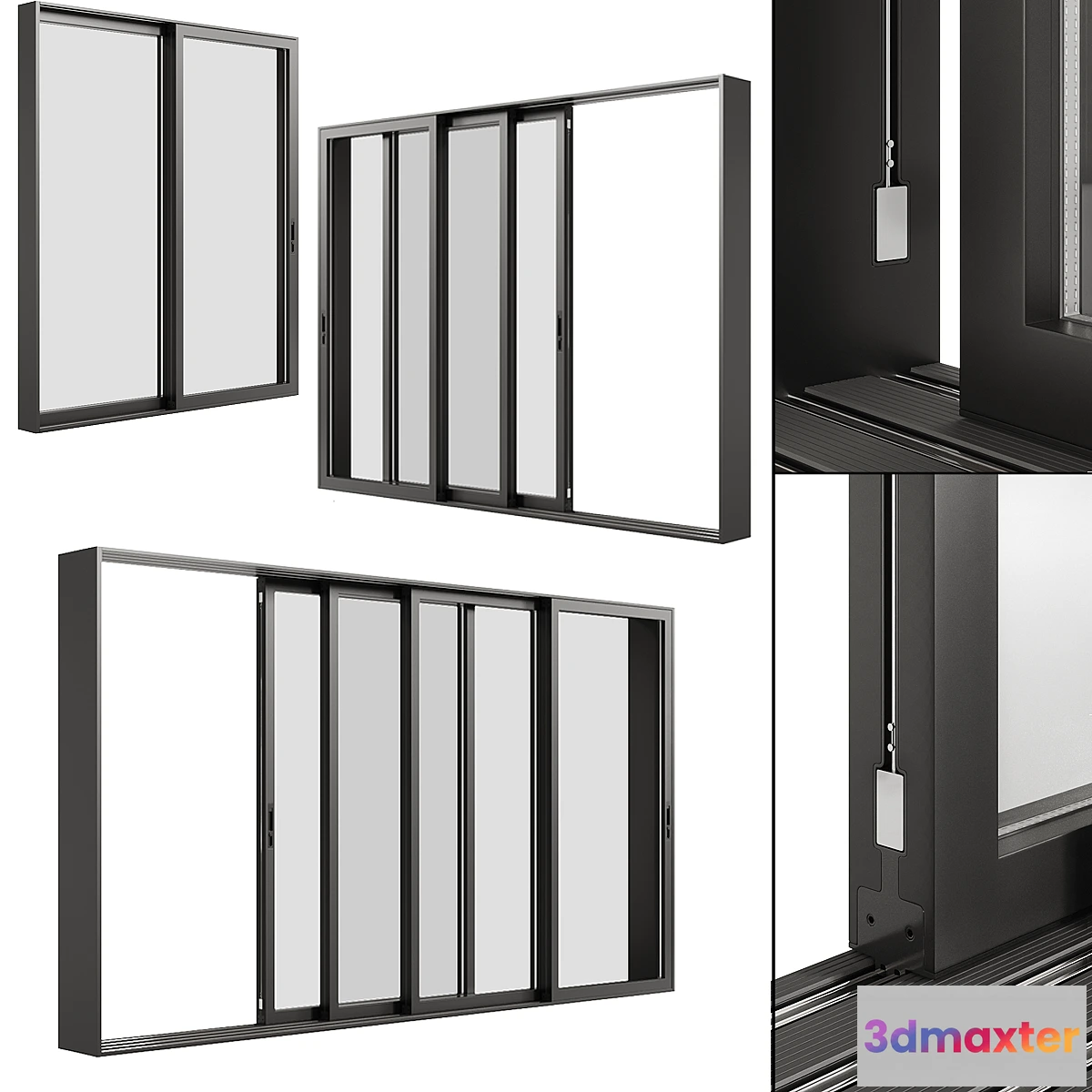 1417844 - A set of sliding Metal Windows-Doors. 3D Max
