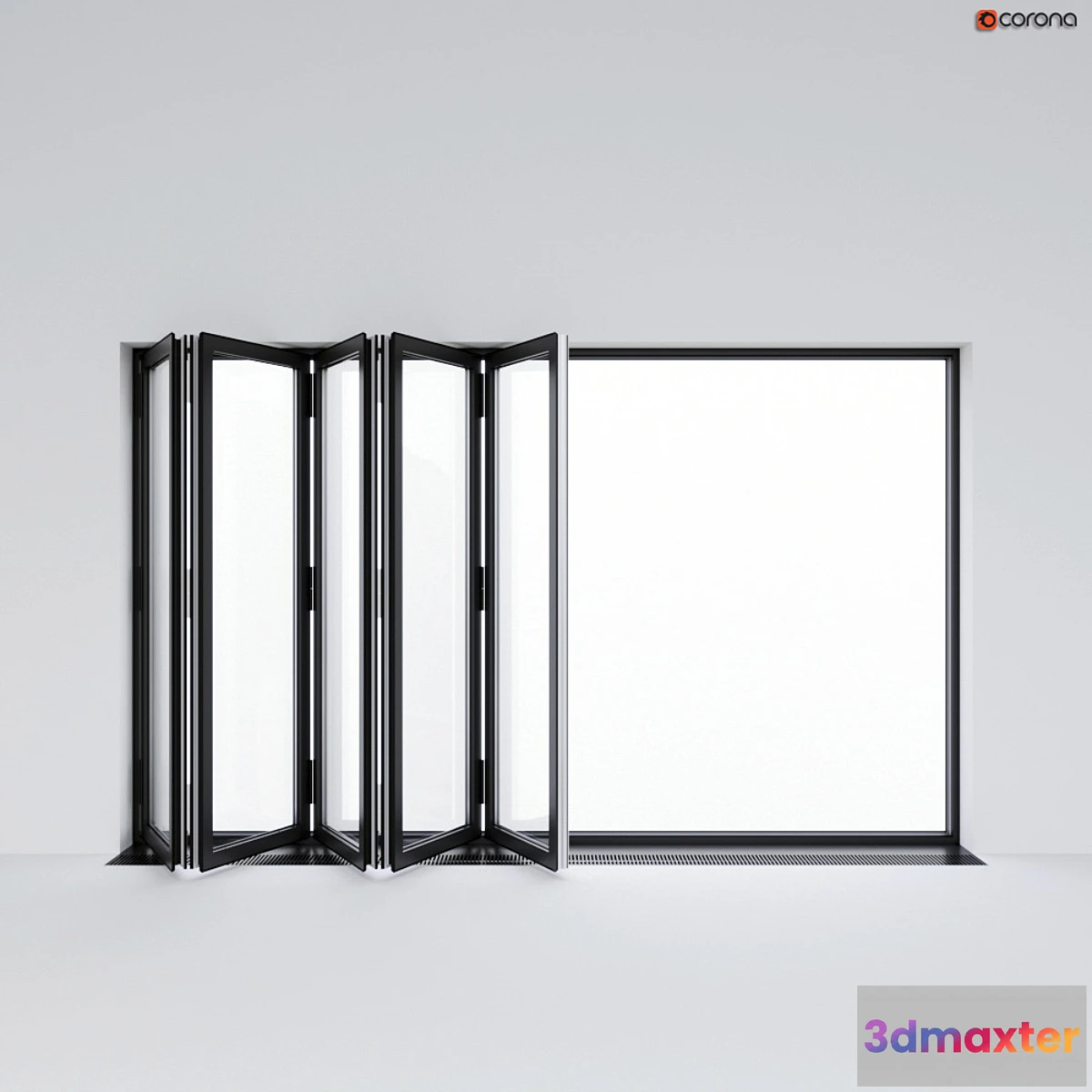 1419636 - Sliding aluminum window accordion (door) 3D Max