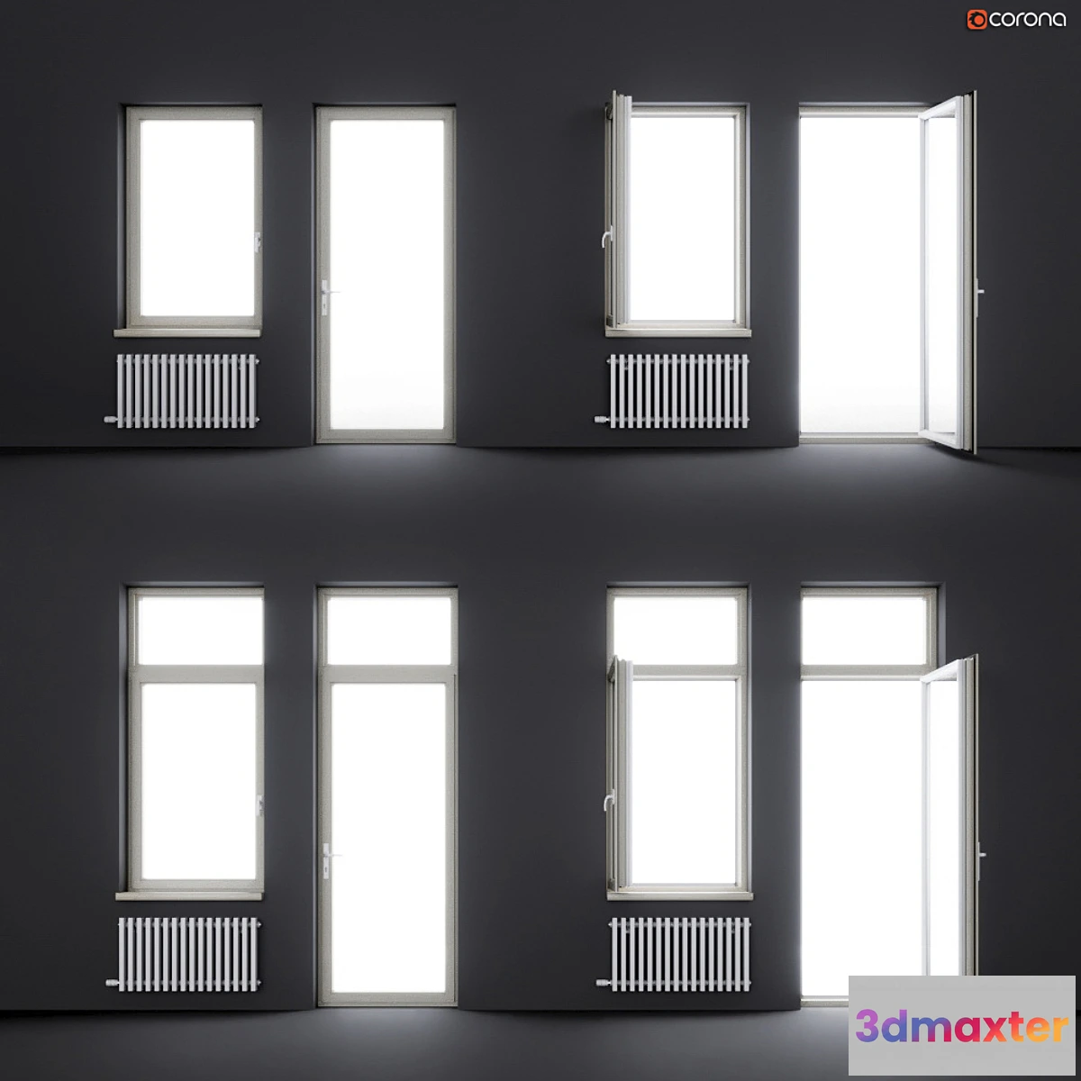1421826 - Wood-aluminum windows 3D Max