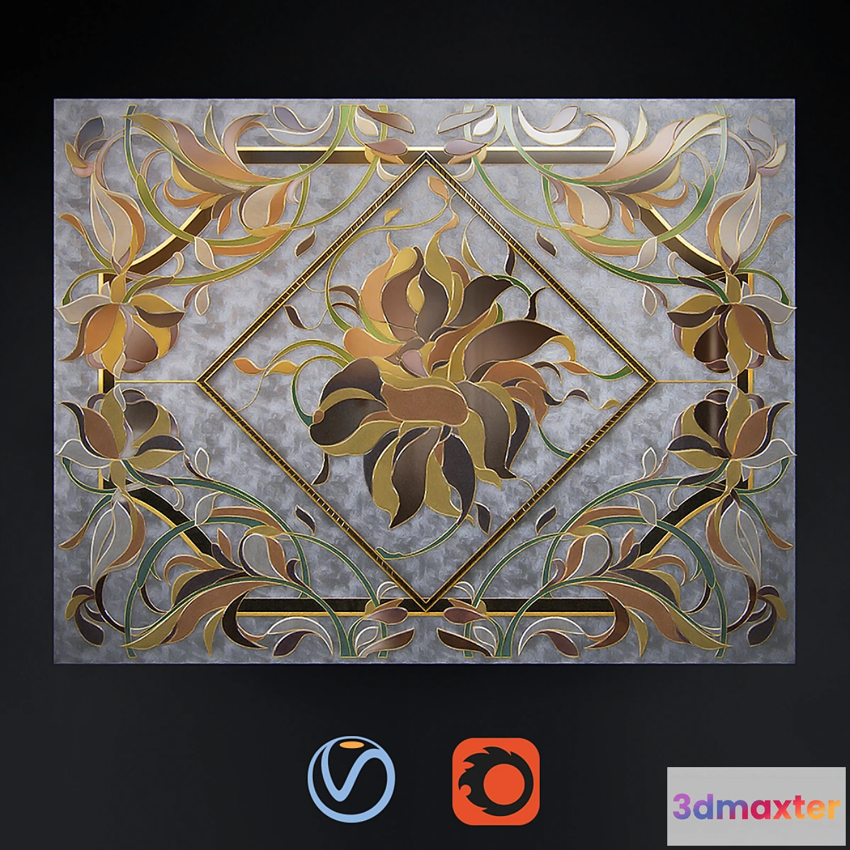 1423792 - Stained glass flower 3D Max