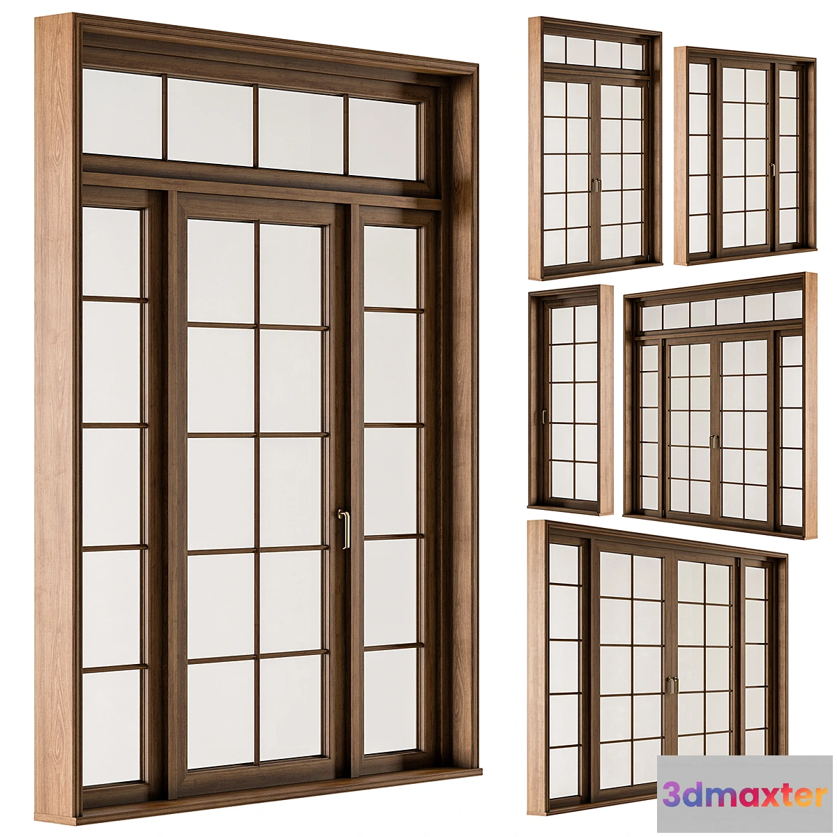 1440100 - Classic Wooden - Windows Set 25 3D Max