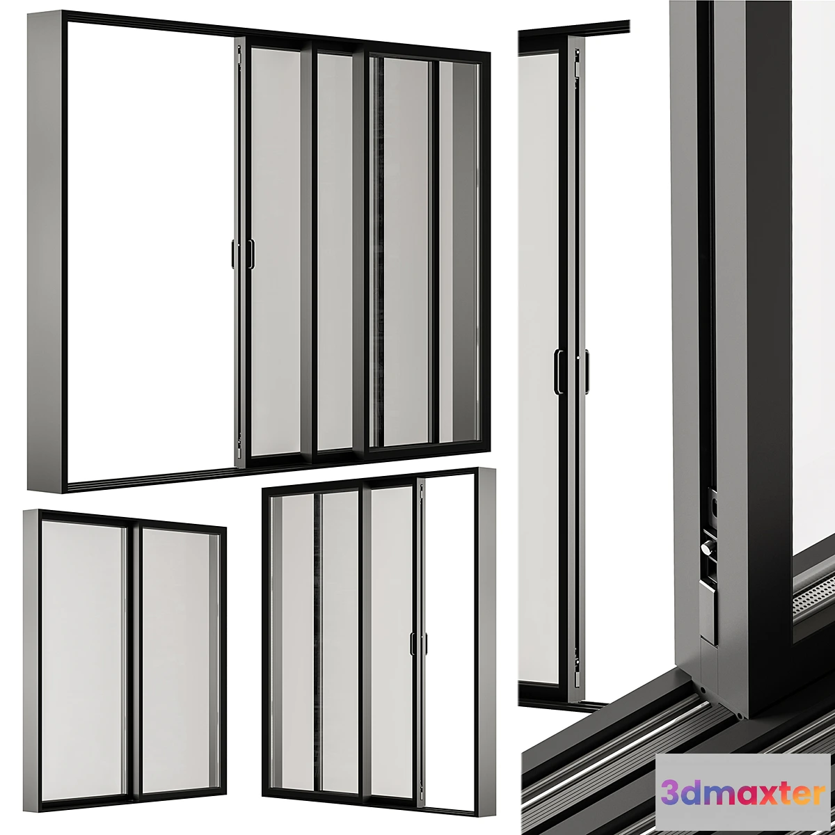 1445600 - Sliding Metal Window - Windows Set 20 3D Max