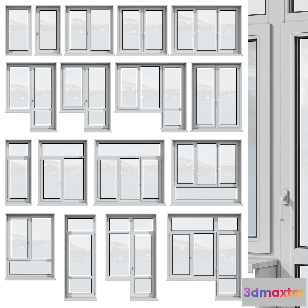 1450590 - Set of plastic windows 3D Max