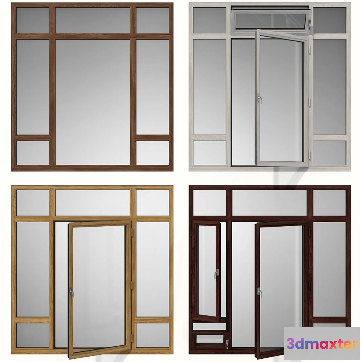 1451012 - Swing stained-glass wooden windows 3D Max