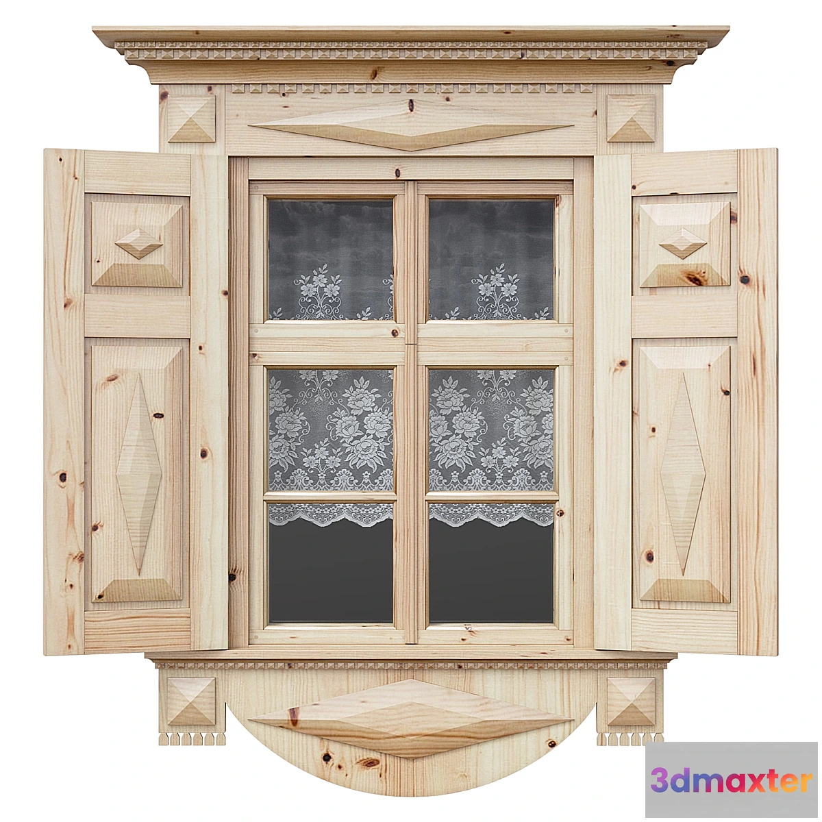 1461522 - Wooden window with shutters and architraves 3D Max