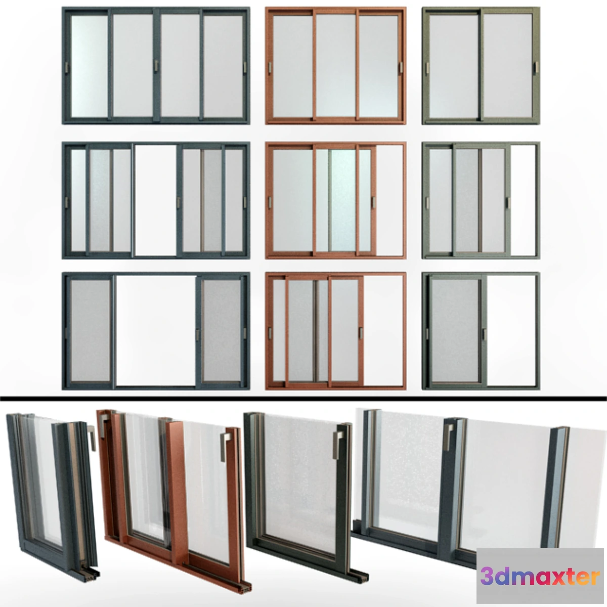 1464972 - Sliding Stained Glass Aluminum Windows _ Sliding Stained Glass Aluminum Windows 3D Max