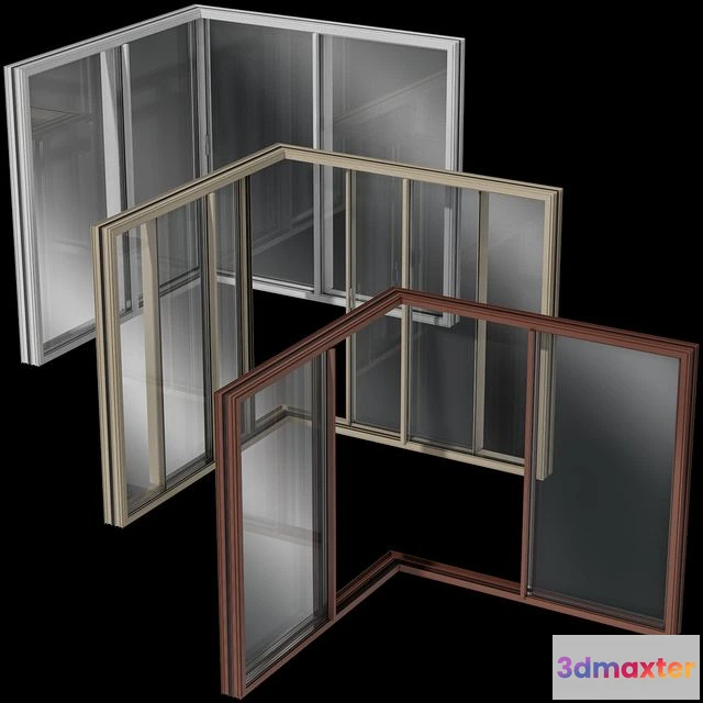 1555841 - Sliding Corner Stained Glass Aluminum Windows 3D Max