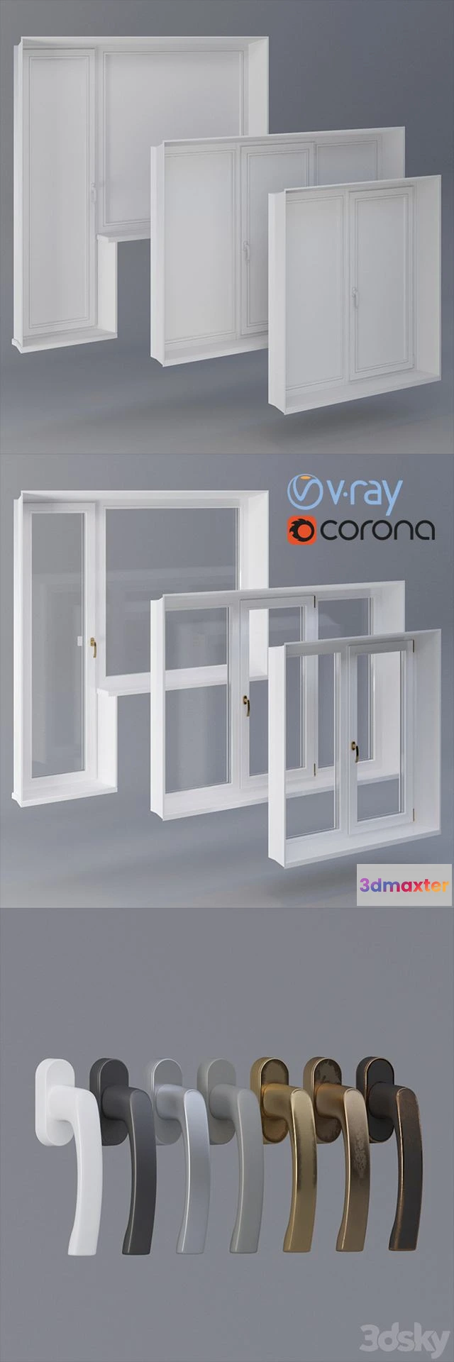 1556647 - Wooden windows VEKA 3D Max