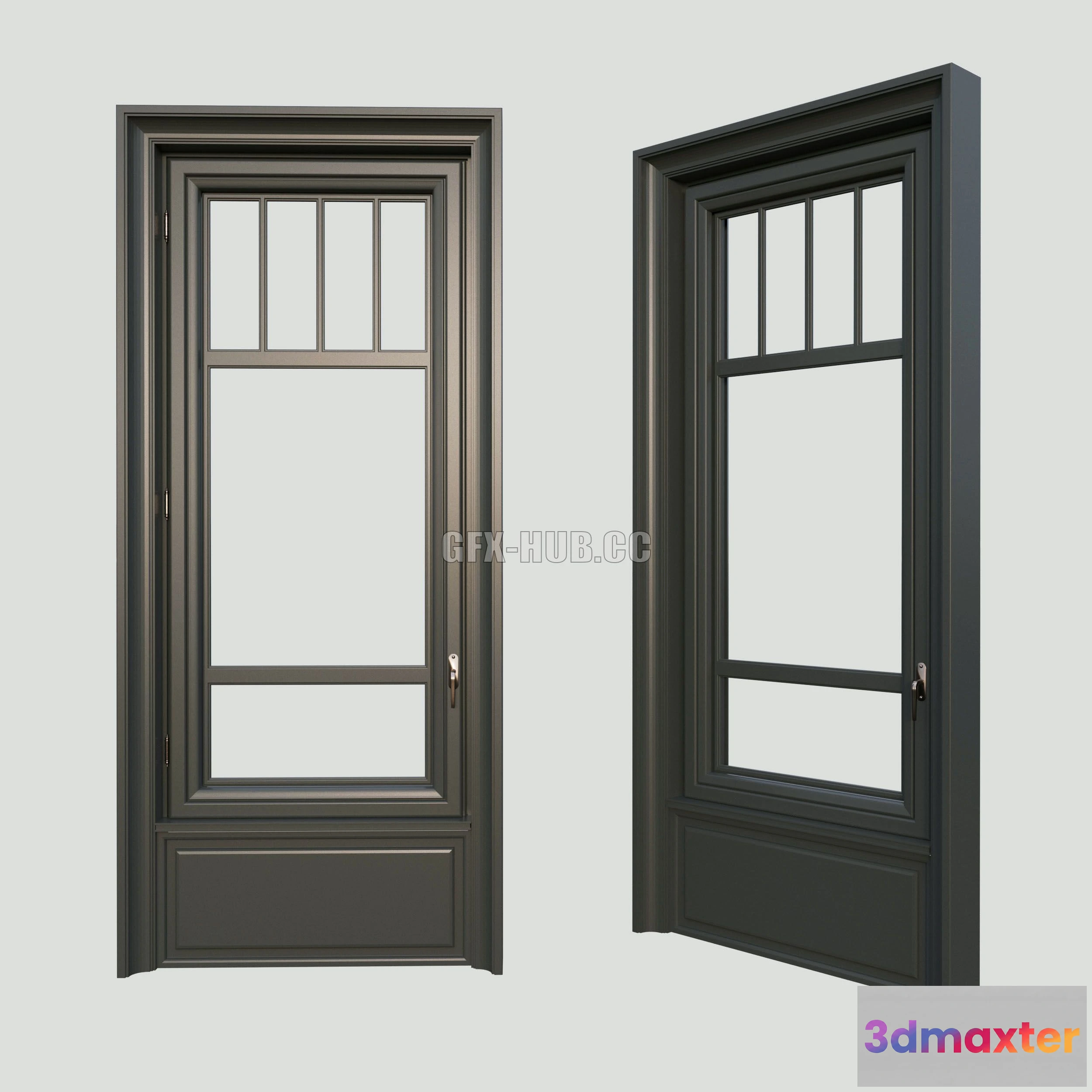 1564385 - A window in the classical style - The material is dark wood 3D Max