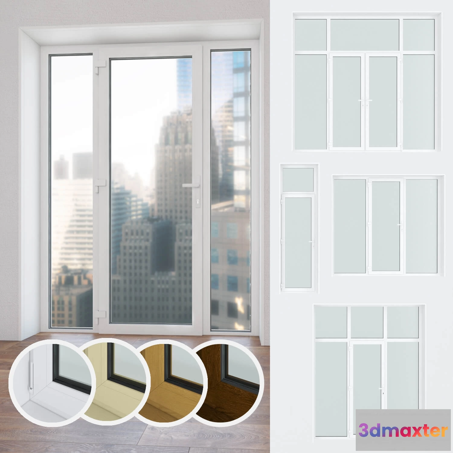 1667220 - other-models - Set of plastic windows and doors 10 3D Max