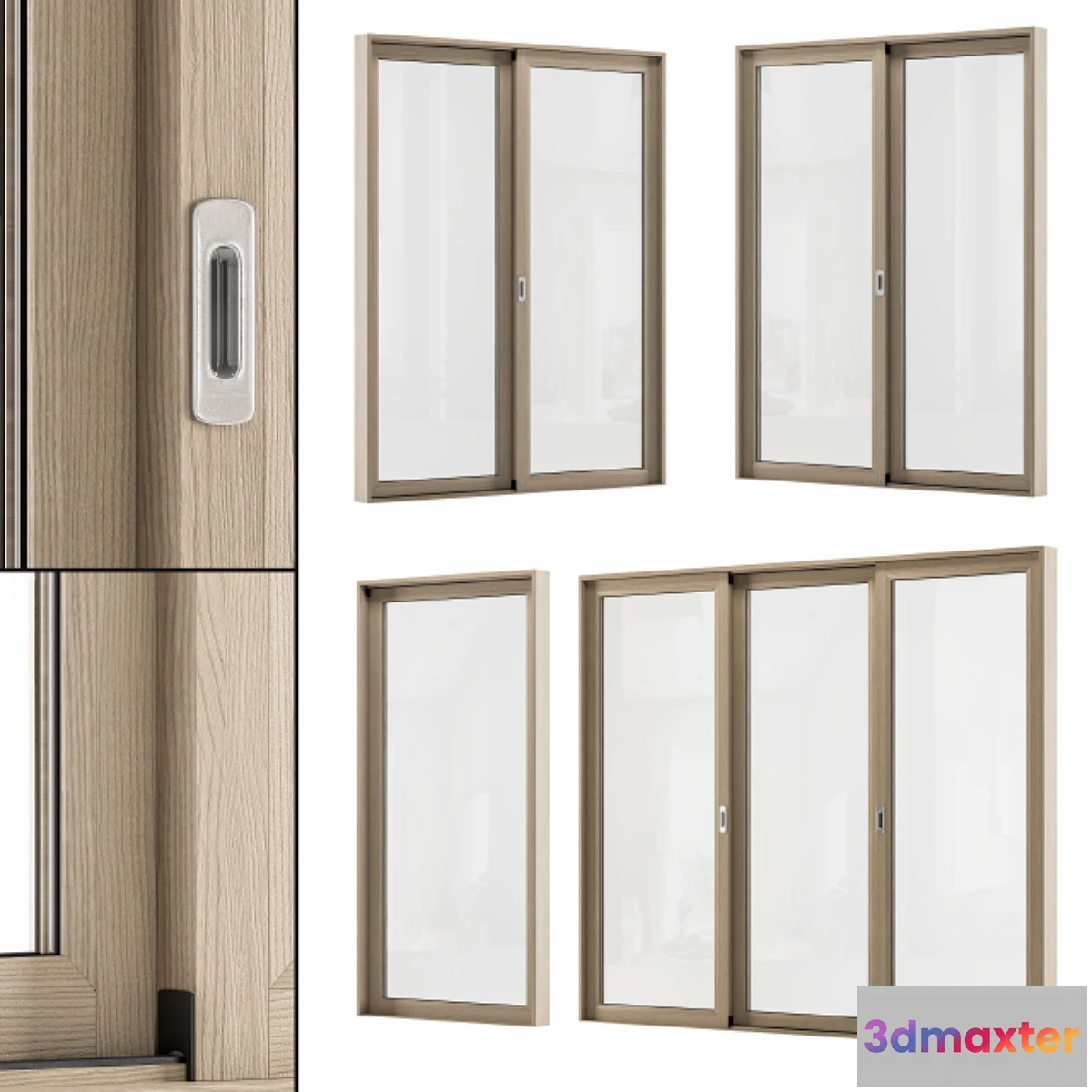 706966 - Sliding Wooden Window Modern - Windows Set 02