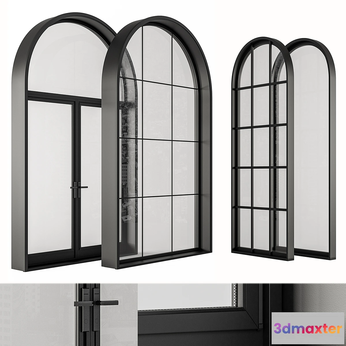 706982 - Black Modern Arched Window - Windows Set 07