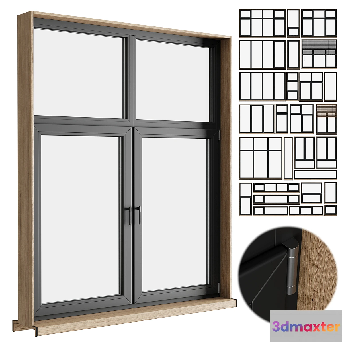 707030 - modern windows with Metal Blinds and wooden