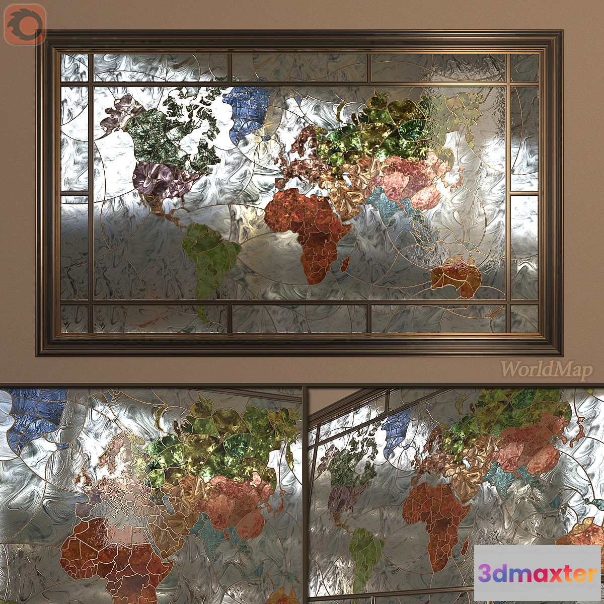 813784 - Stained Glass World map (World Map stained-glass window)