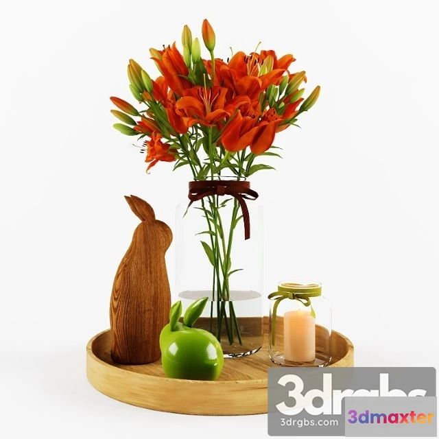 1009438 - Decorative Set With Orange Lilies