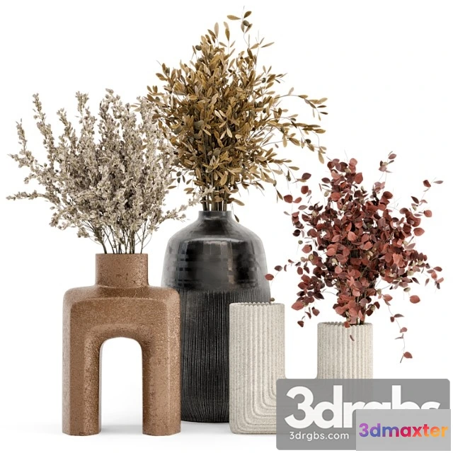 1009492 - Dry Plants Bouquet Collection In Concrete Pot Set 442