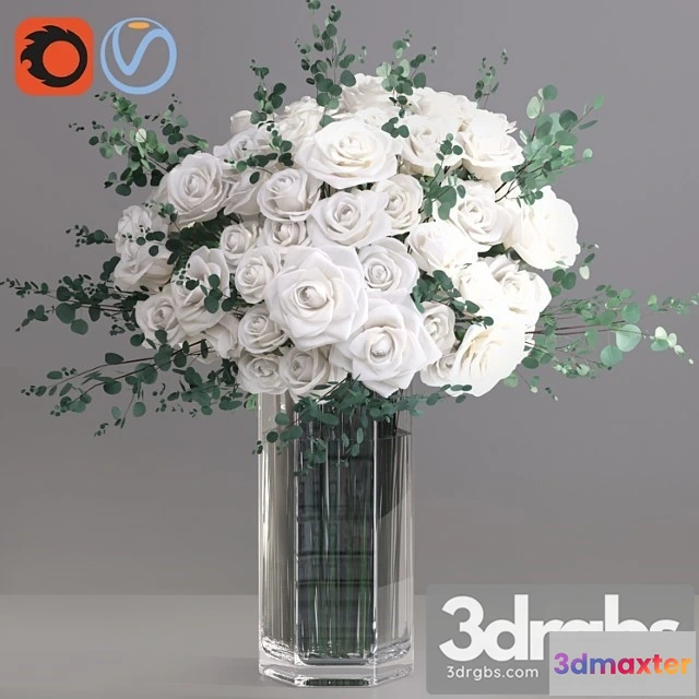1009510 - Eucalyptus Ecuador White Roses Vase