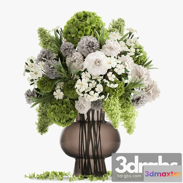 1059122 - A wonderful bouquet of green spring flowers in a glass vase with hydrangeas, lilacs, peonies. 151.