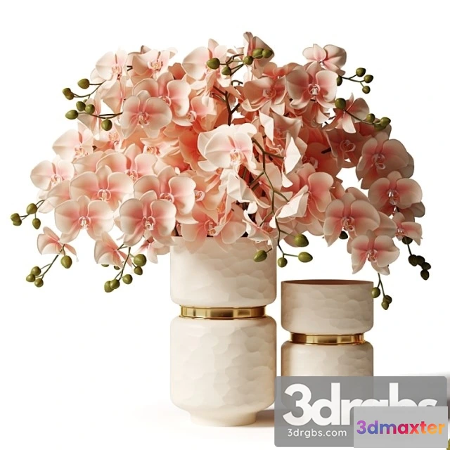 1059322 - Bouquet of pink orchids in a modern beige vase