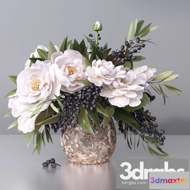 1059716 - Flower arrangement- peony grape leaf twig vase