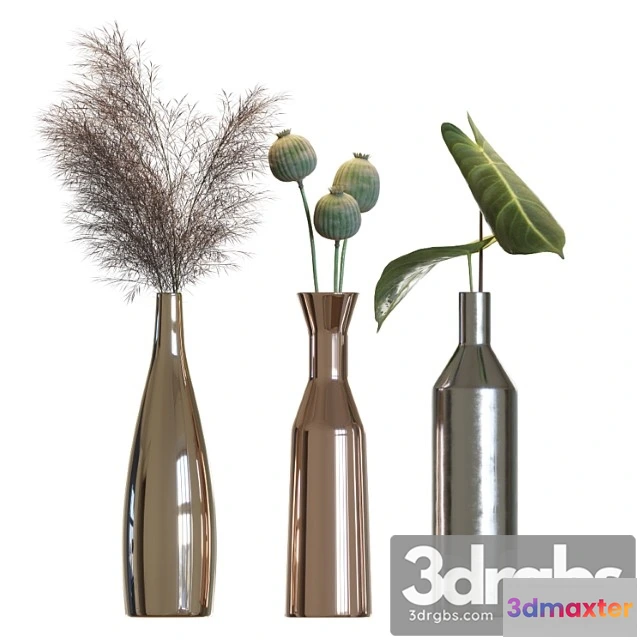 1059864 - Metal vases decor set