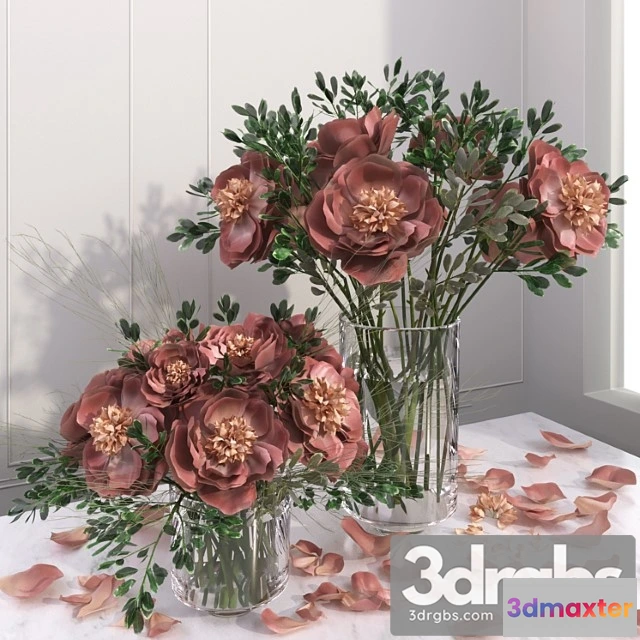 1059996 - Red pink peony flower vase