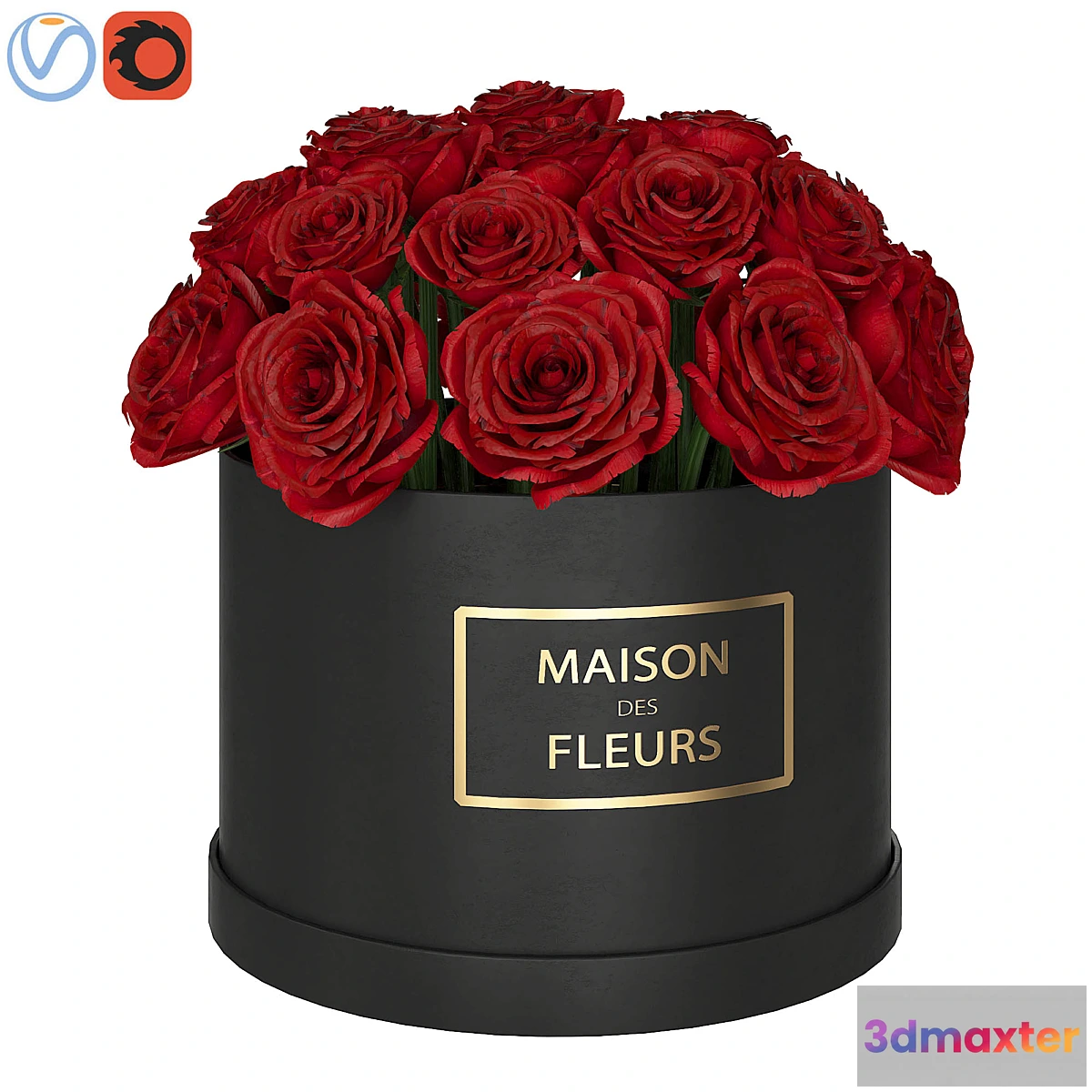 1294504 - Red roses in box 3D Max