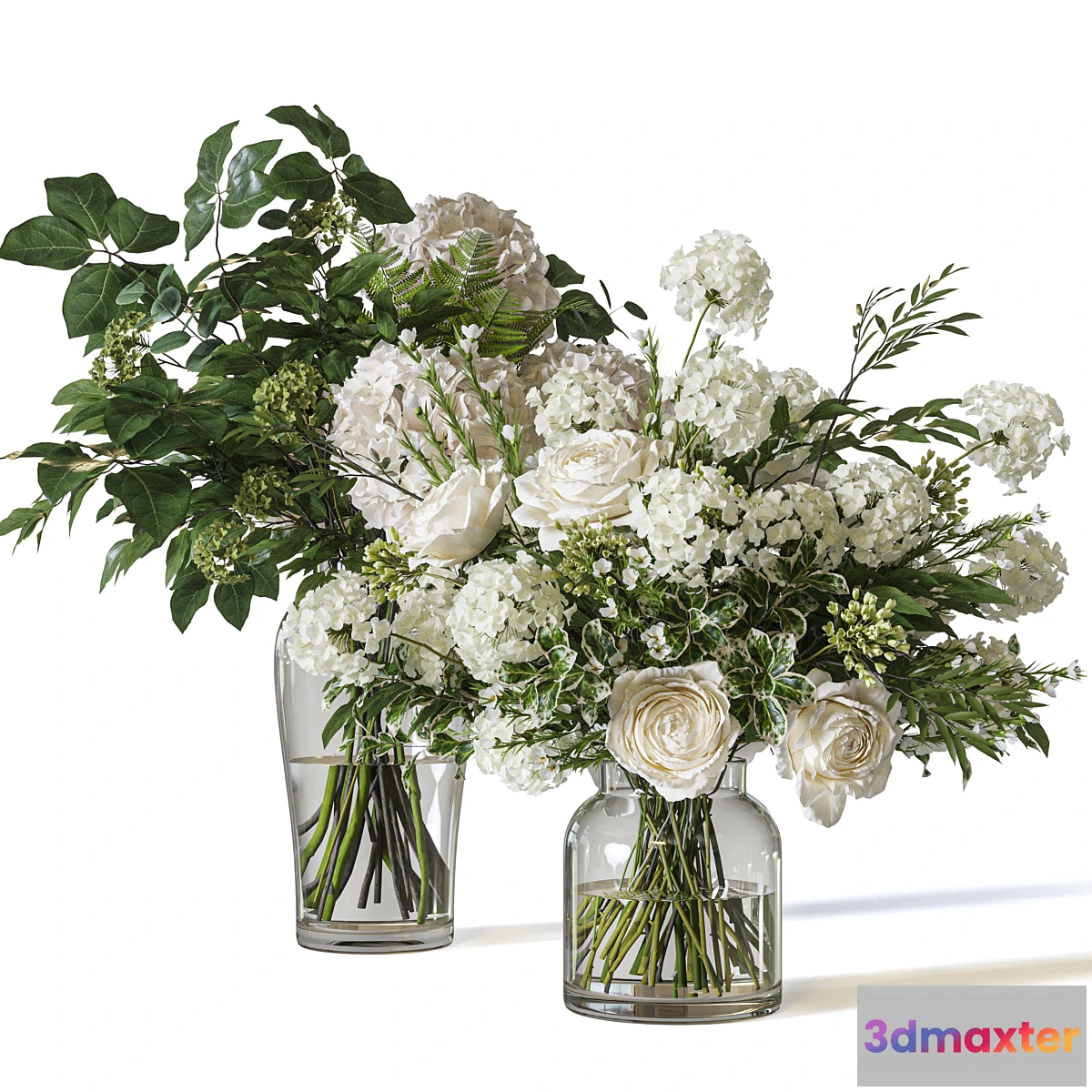 1353250 - Flower Set 060 Hydrangea Rose - No.2 3D Max