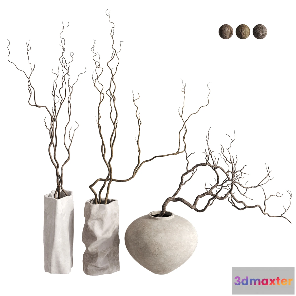 1354042 - 3 Vases with Branches Set 3D Max
