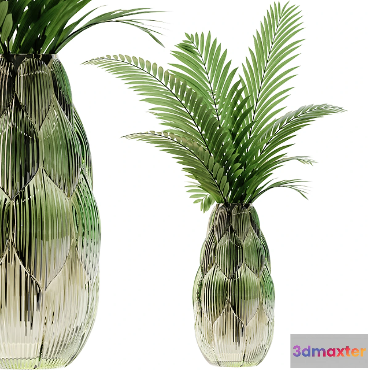1397272 - Exotic glass vase with Howea plants 3D Max