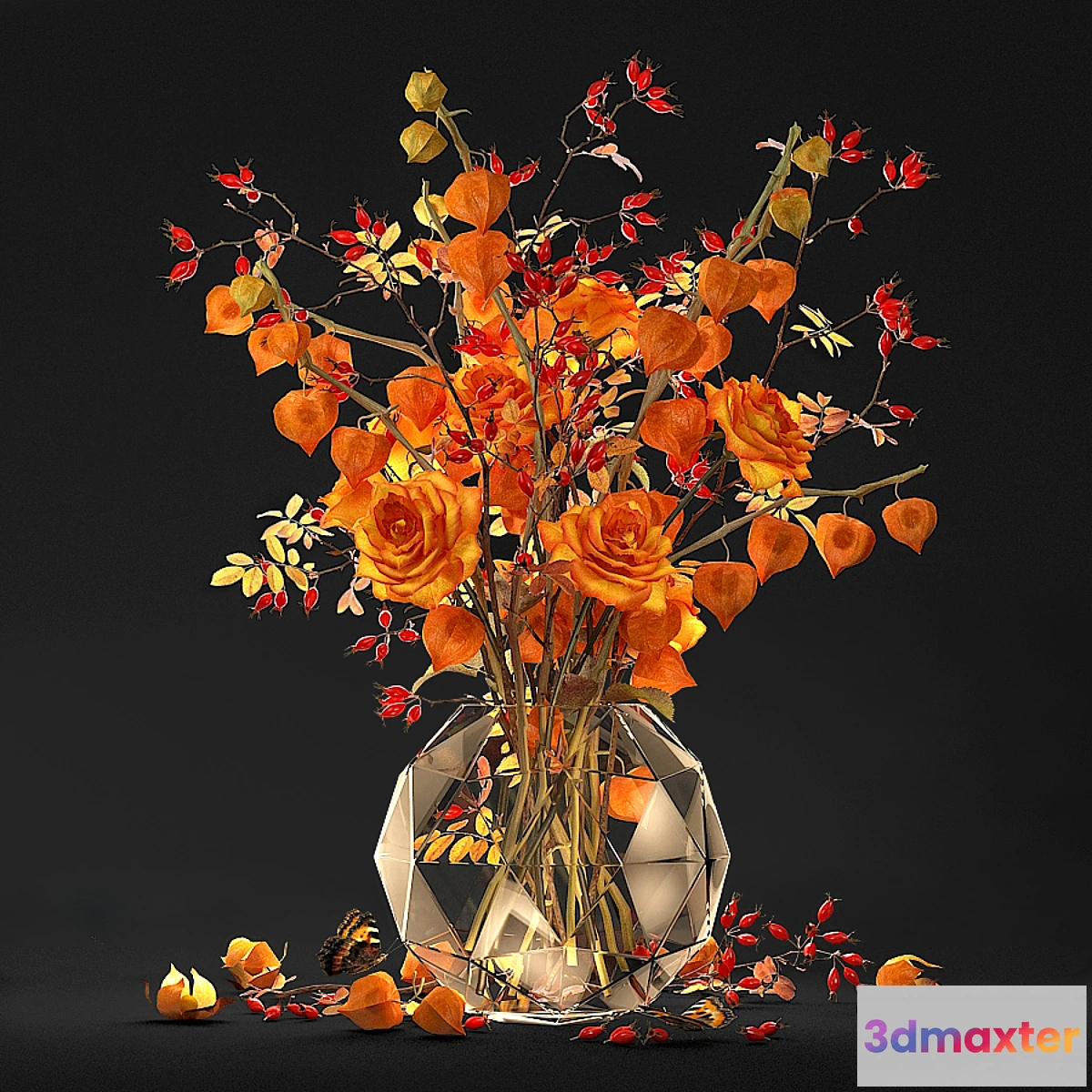 1407244 - Bouquet with physalis 3D Max