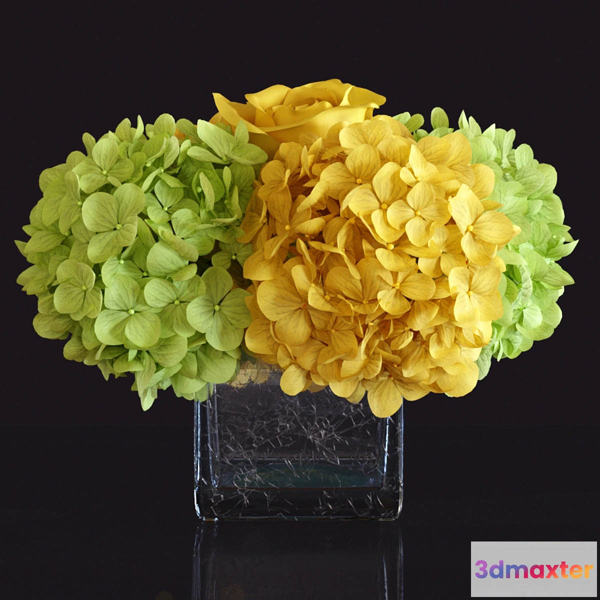 1413428 - Floral Arrangement Hydrangea and Rose 3D Max