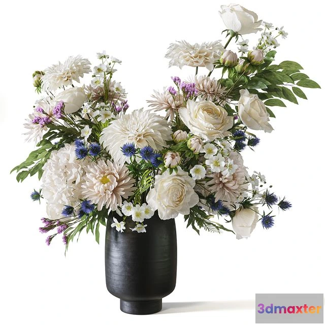 1542759 - Flower Set 068 dahlia rose chrysanthemum hydrangea 3D Max