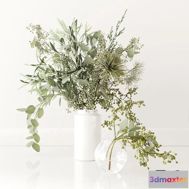 1565452 - Green bouquet (white vases) 3D Max