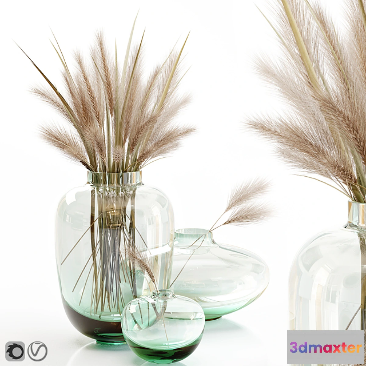 592714 - Small Glass Vase with dry flowers H&M