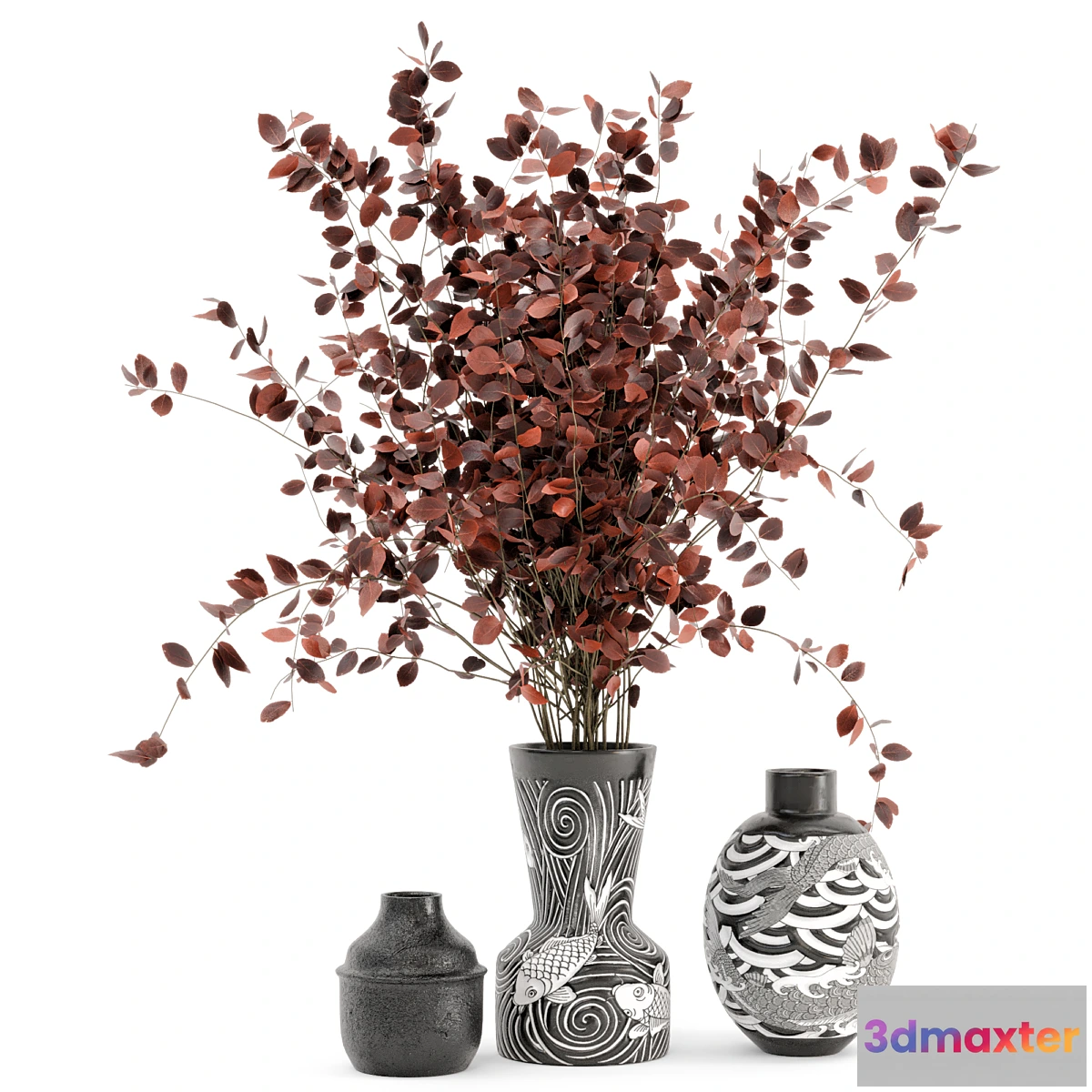 593496 - Indoor Dry Plants in rusty handmade Pots - Set 174