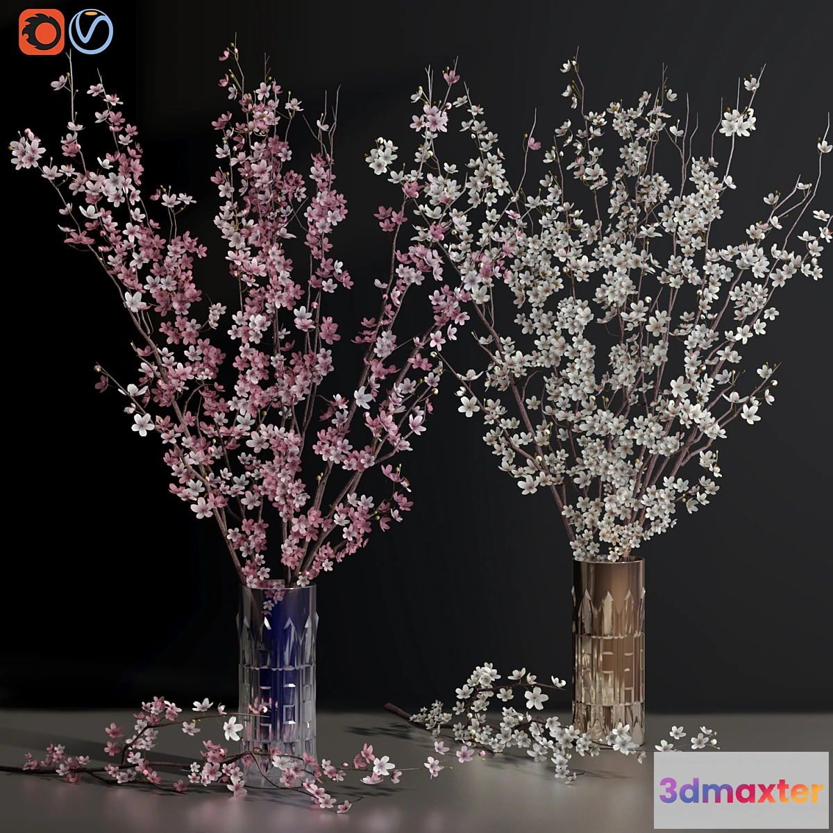 687522 - Cherry Blossom Sakura Flower Branch Vases