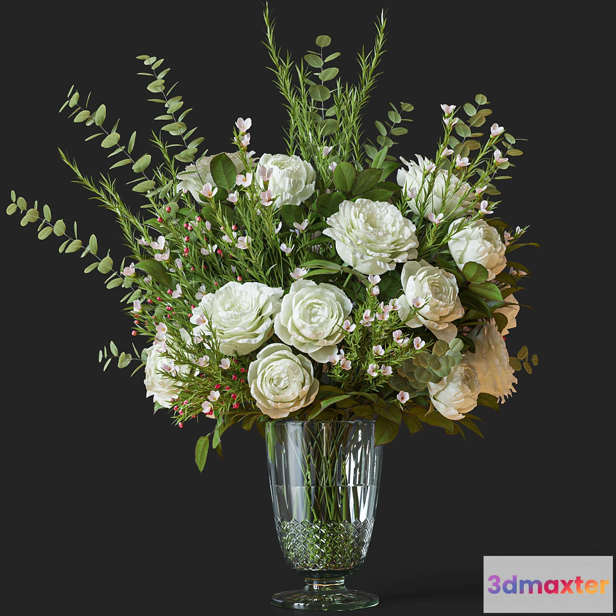 777783 - Flower Set 042 white rose wax flower - No.2