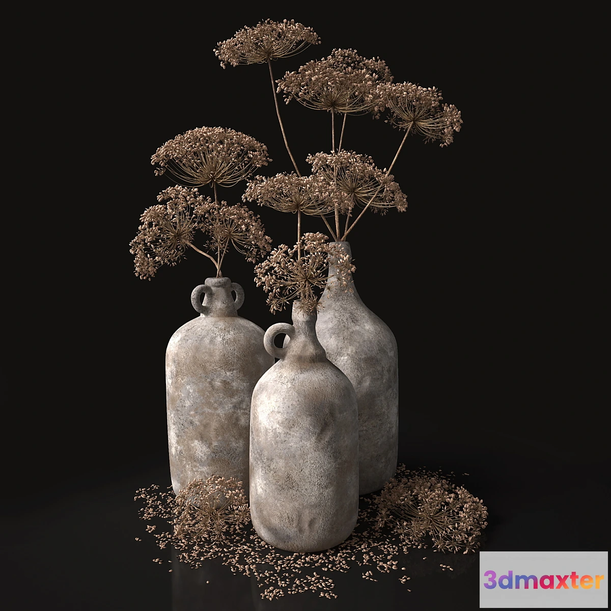 846819 - Jugs with dry dill stalks