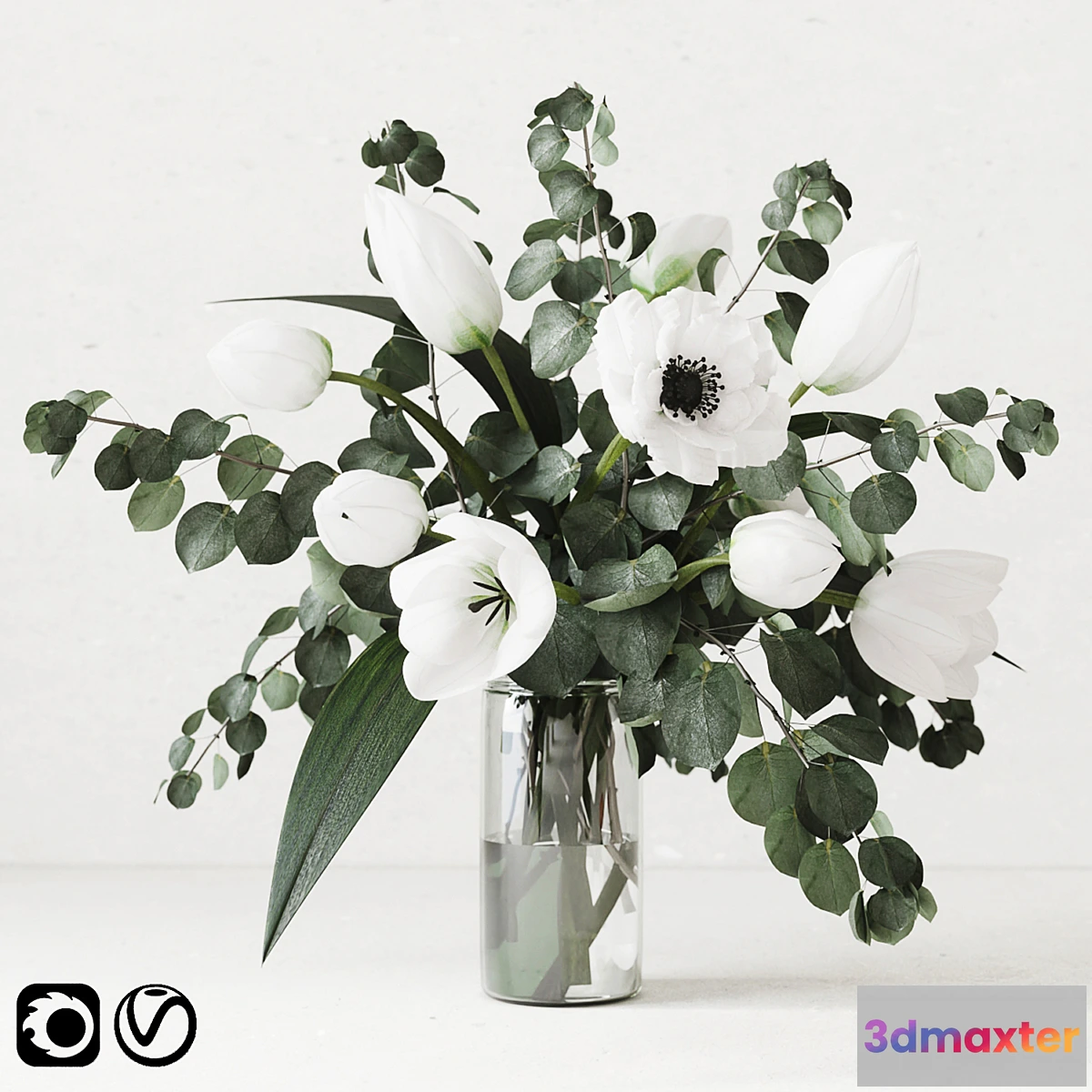 846961 - Eucalyptus bouquet with tulips