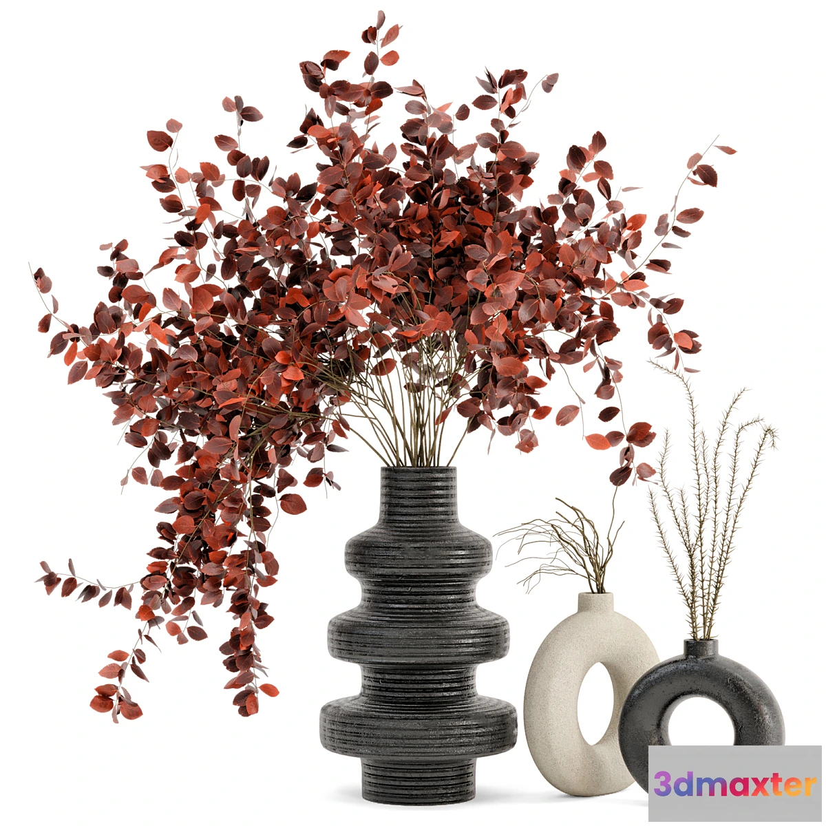 856681 - Indoor Dry Plants in rusty Concrete Pots - Set 80