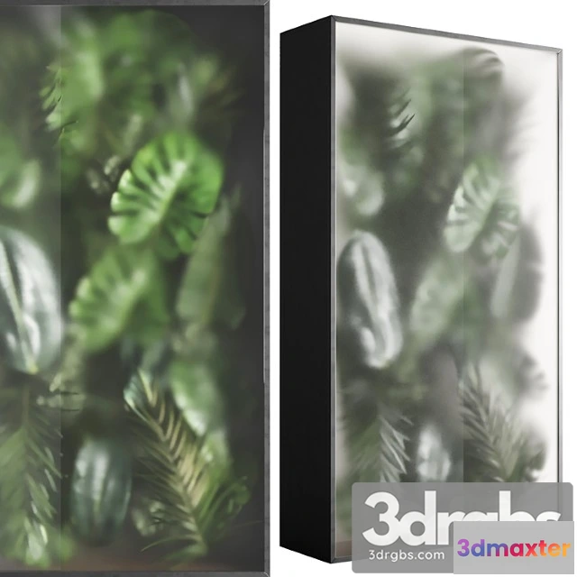 1010356 - Light Box with Tropical Leaf Garden in Frame Glass Smoked 01
