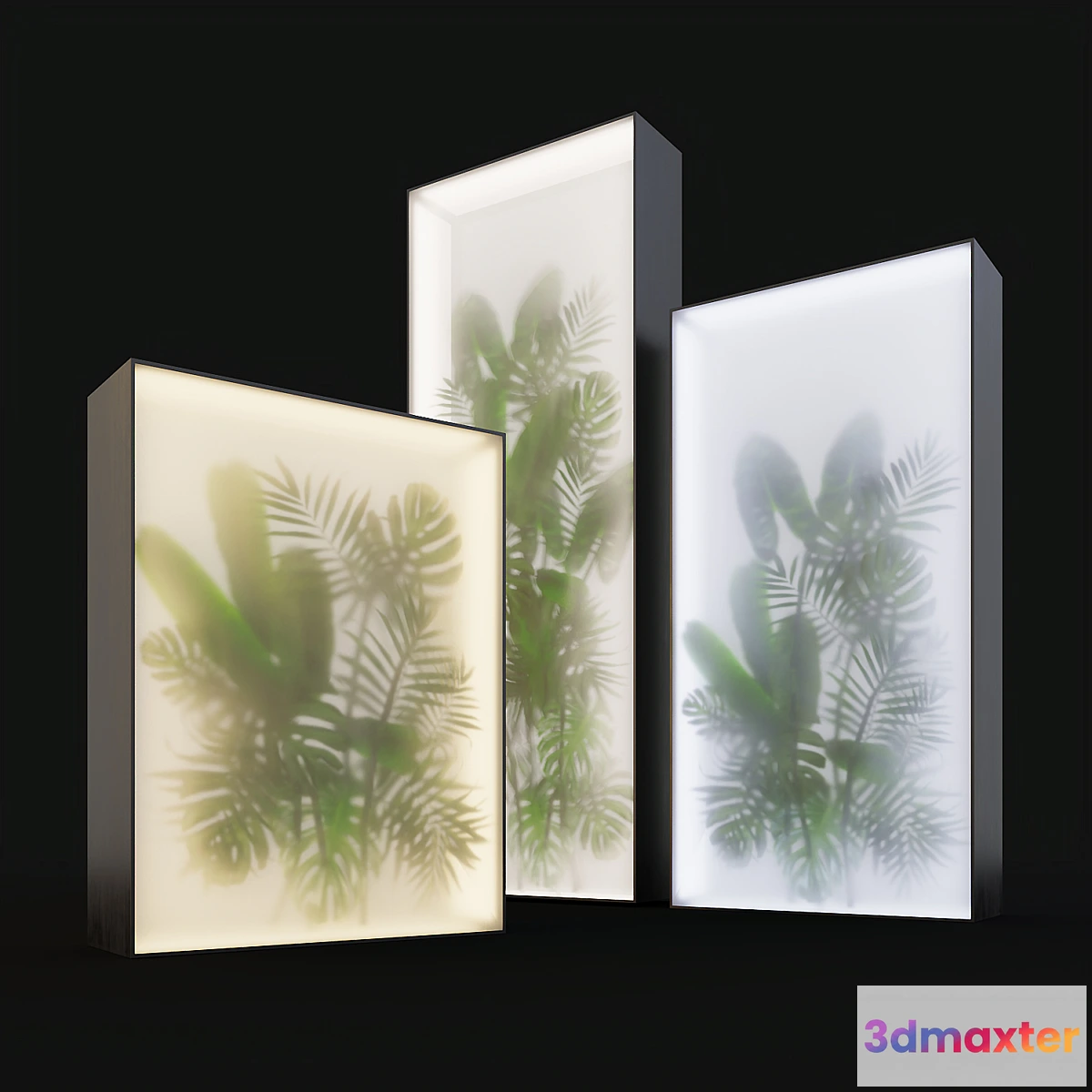 1309587 - Light box with tropical leaves 3D Max