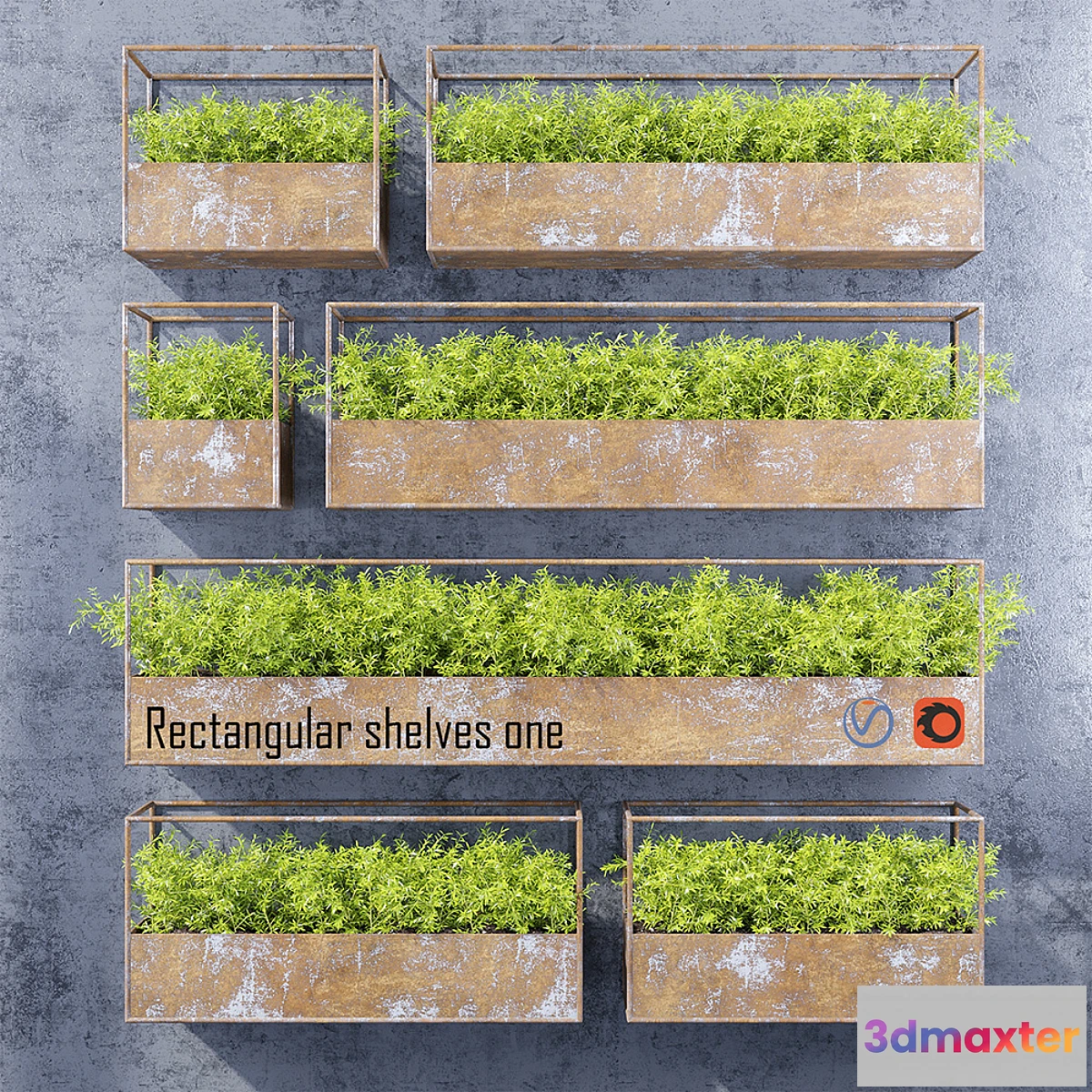 1444762 - Rectangular shelves one 3D Max