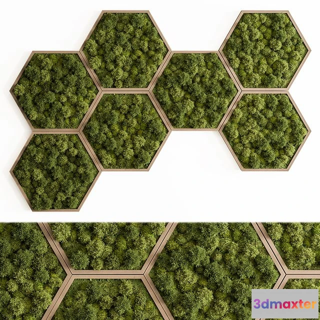 1557349 - Hexagon Green Wall Panel - Set 79 3D Max