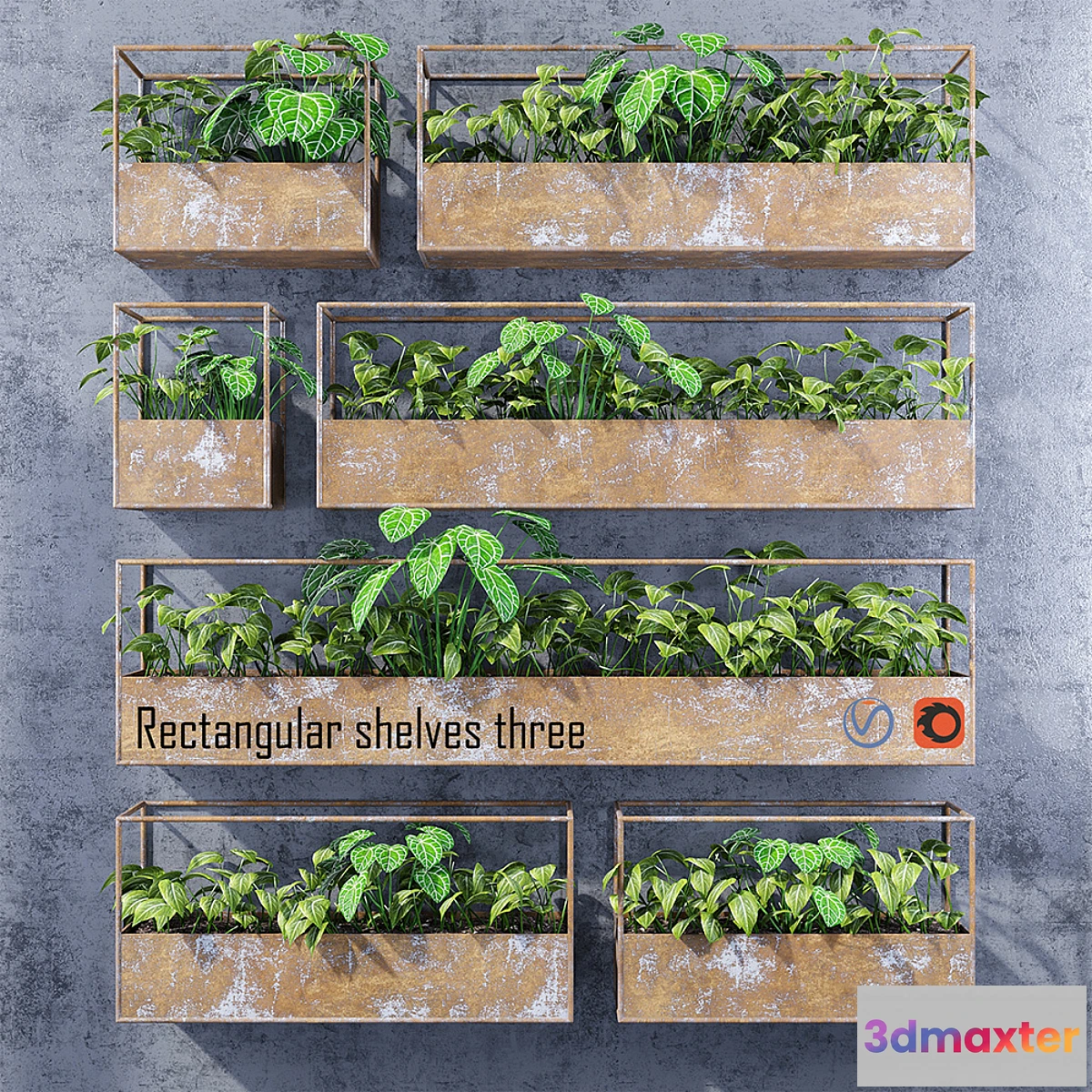 899158 - Rectangular shelves three - No.3