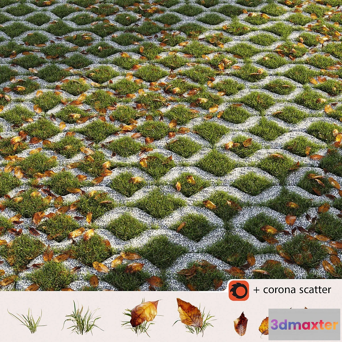 1357295 - Grass in the square brick - No.3 3D Max