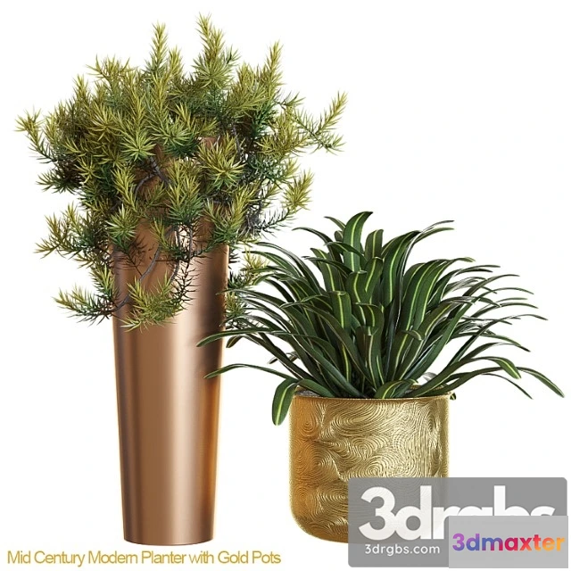 1062338 - Mid century modern planter with gold