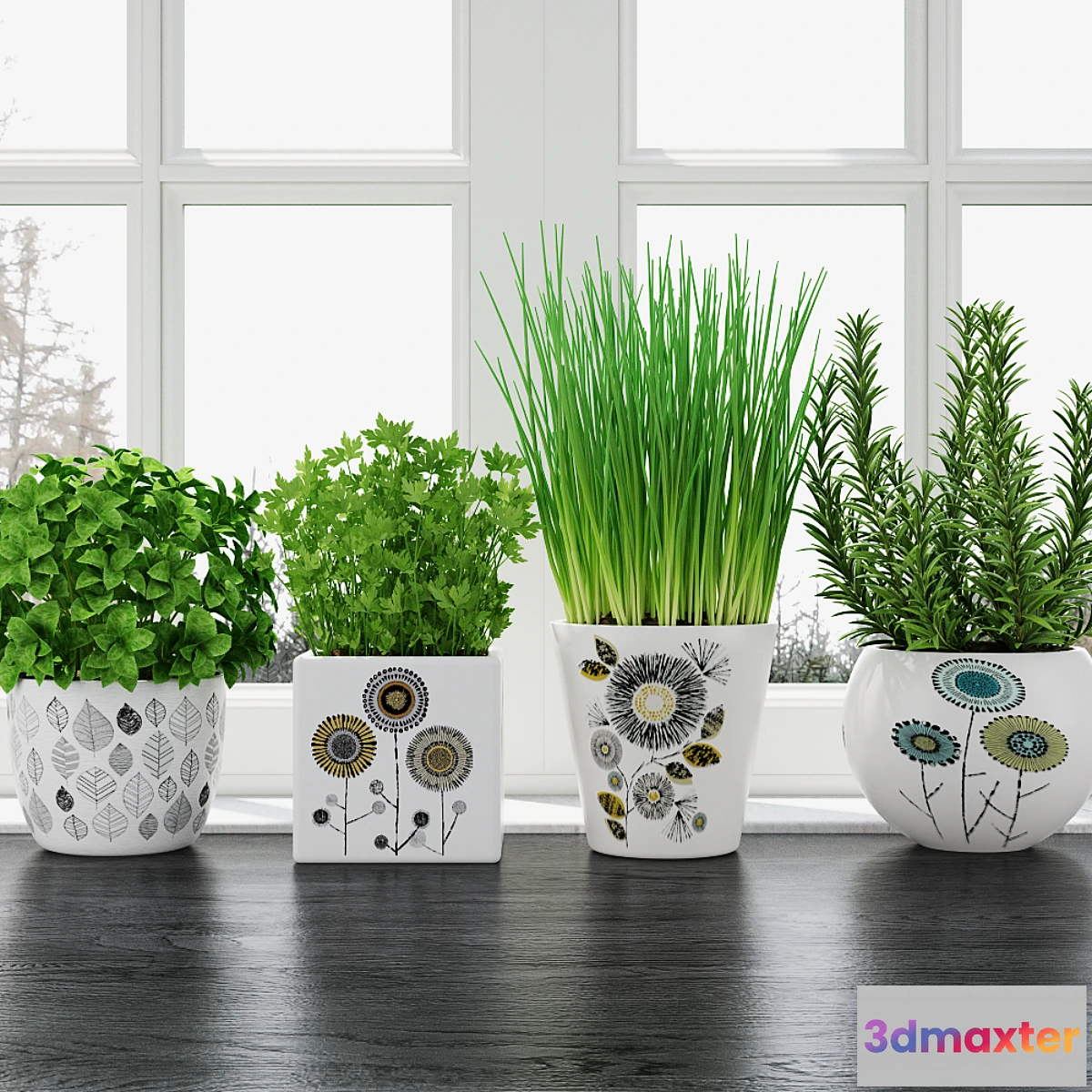 1287008 - Herbs in pots 3D Max