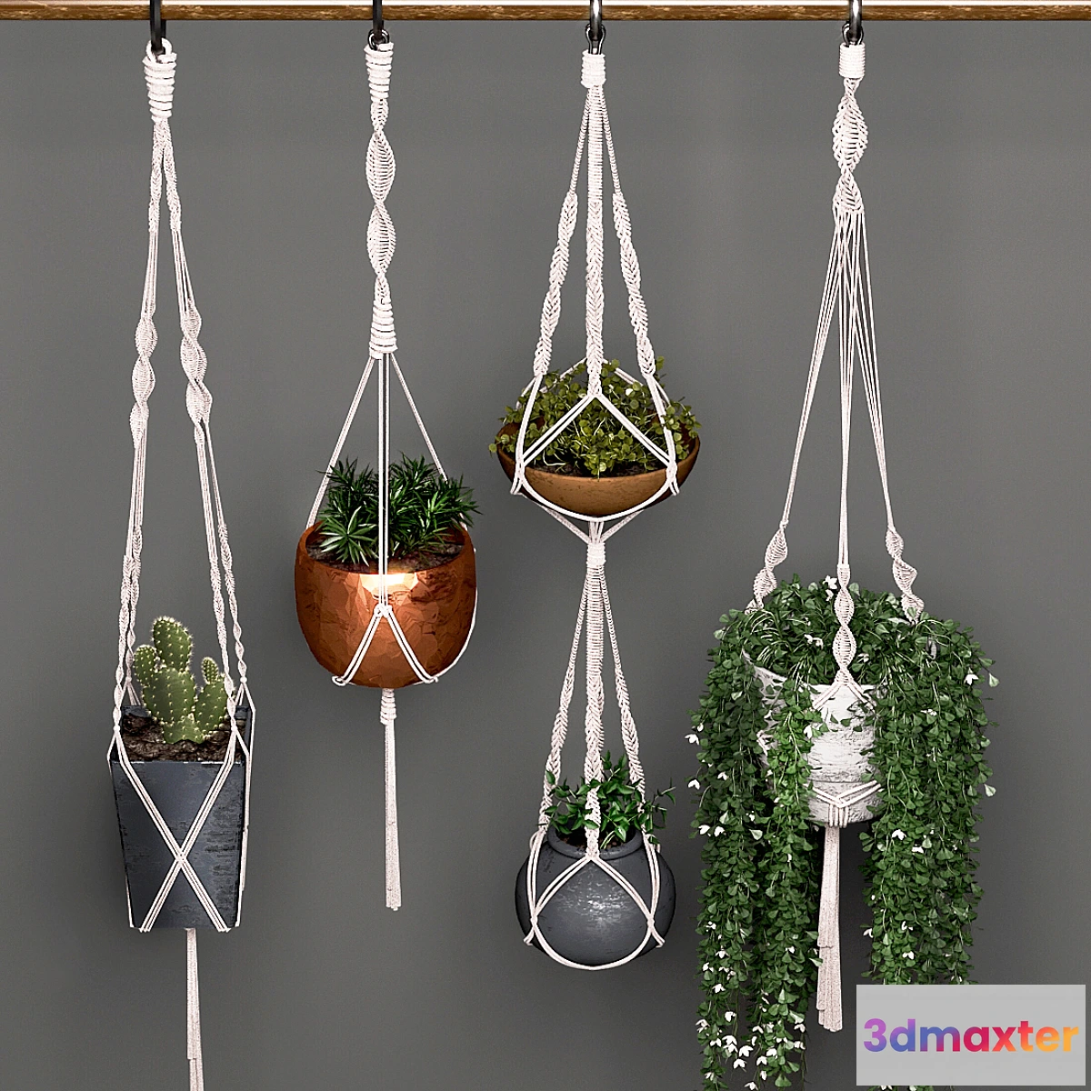 1298351 - Decorative set of hanging pots 3D Max